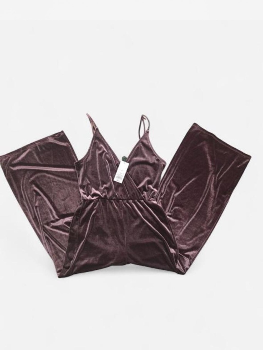 WF NWT Velvet Spaghetti-Strap Jumpsuit in Plum